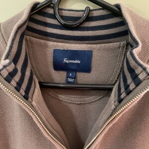Faconnable Beige and Navy Striped Collar Jacket